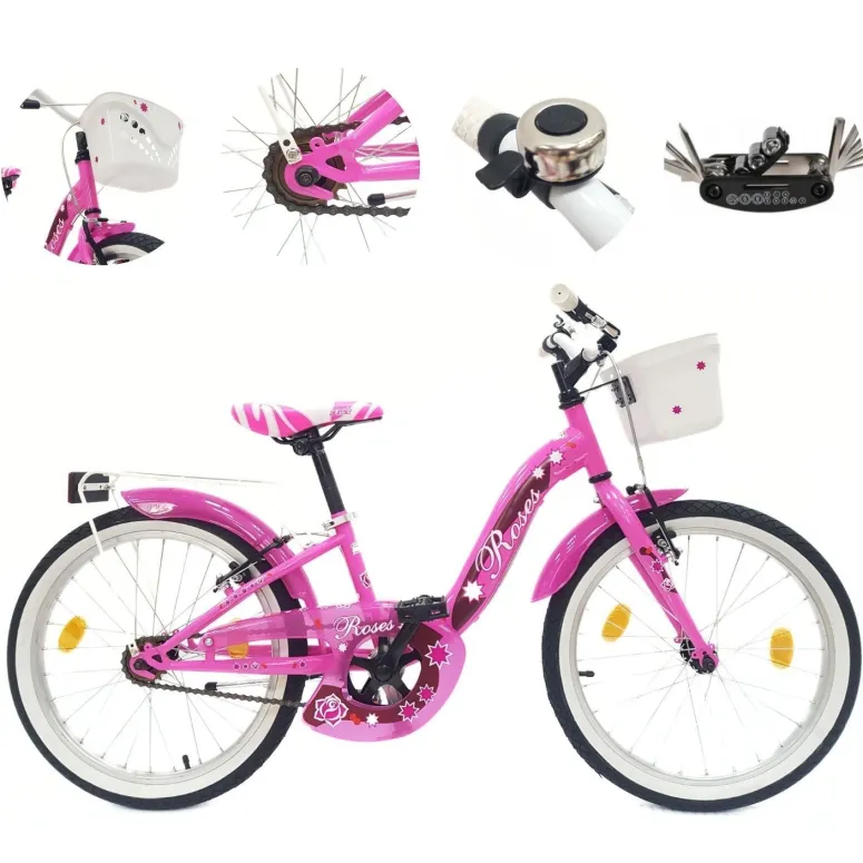 Rower Dziecięcy 20 Stal Dziewczęcy Bagażnik Koszyk Dzwonek Błotniki Odblask