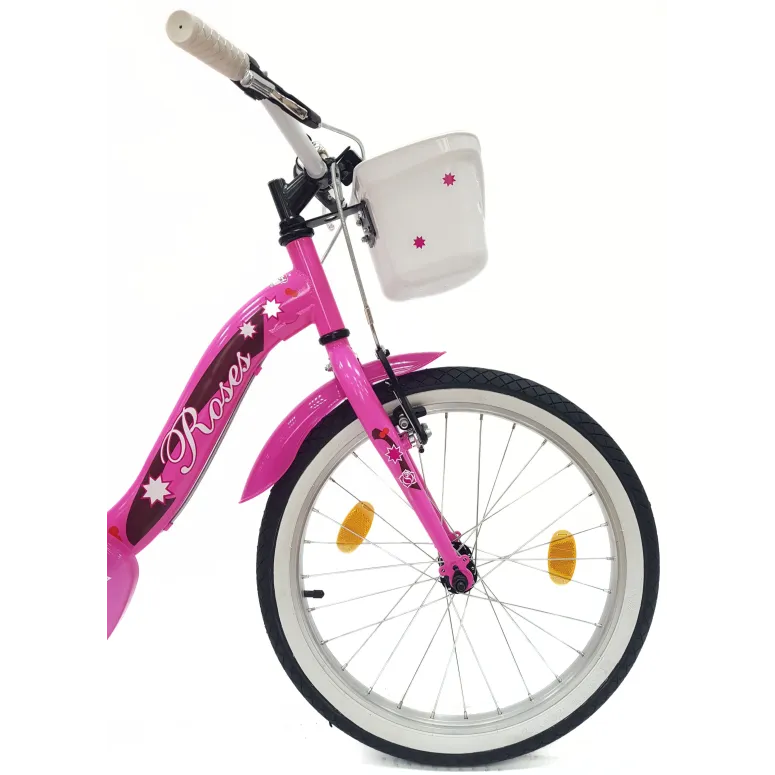 Rower Dziecięcy 20 Stal Dziewczęcy Bagażnik Koszyk Dzwonek Błotniki Odblask