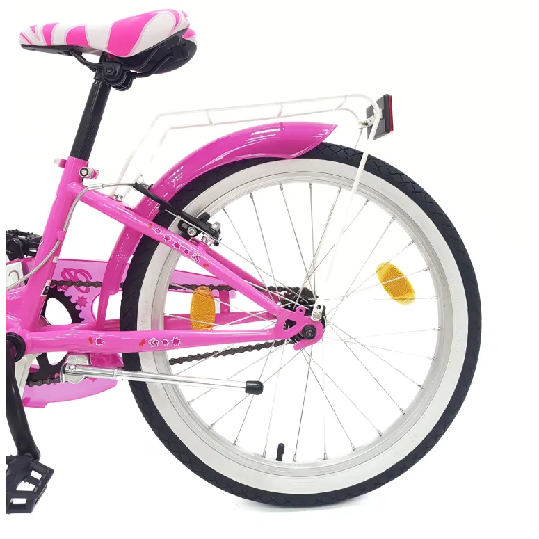Rower Dziecięcy 20 Stal Dziewczęcy Bagażnik Koszyk Dzwonek Błotniki Odblask