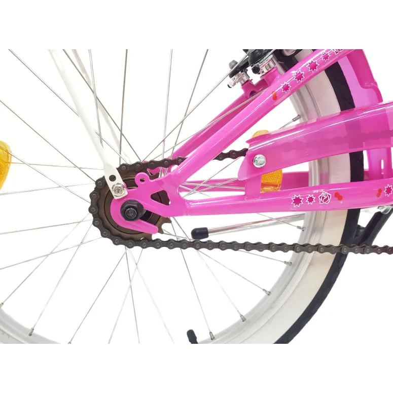 Rower Dziecięcy 20 Stal Dziewczęcy Bagażnik Koszyk Dzwonek Błotniki Odblask