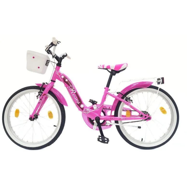 Rower Dziecięcy 20 Stal Dziewczęcy Bagażnik Koszyk Dzwonek Błotniki Odblask