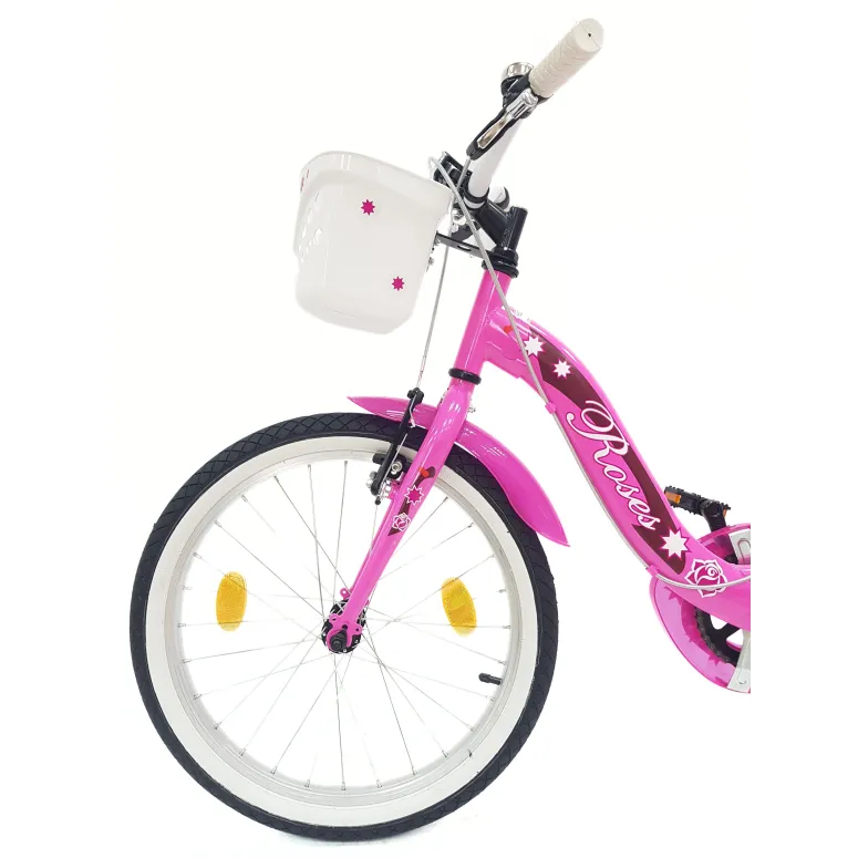 Rower Dziecięcy 20 Stal Dziewczęcy Bagażnik Koszyk Dzwonek Błotniki Odblask