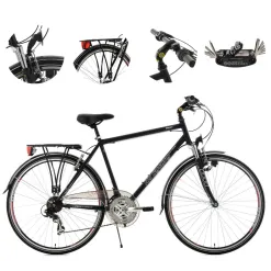 Rower Trekkingowy 28 Stal Męski Bagażnik Dzwonek Stopka Błotniki Światła