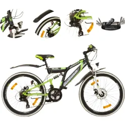 Rower Dziecięcy 24 Górski MTB Tarcze Revo Pełna Amortyzacja Światła Dynamo