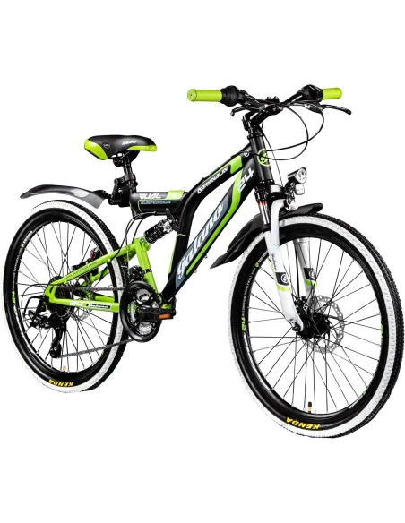 Rower Dziecięcy 24 Górski MTB Tarcze Revo Pełna Amortyzacja Światła Dynamo