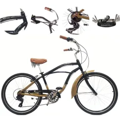 Rower Miejski Beach Cruiser 26 Damski Męski ALU Retro Dzwonek Błotniki Revo