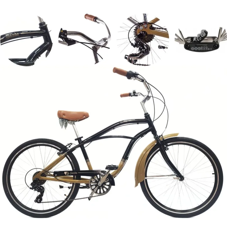 Rower Miejski Beach Cruiser 26 Damski Męski ALU Retro Dzwonek Błotniki Revo