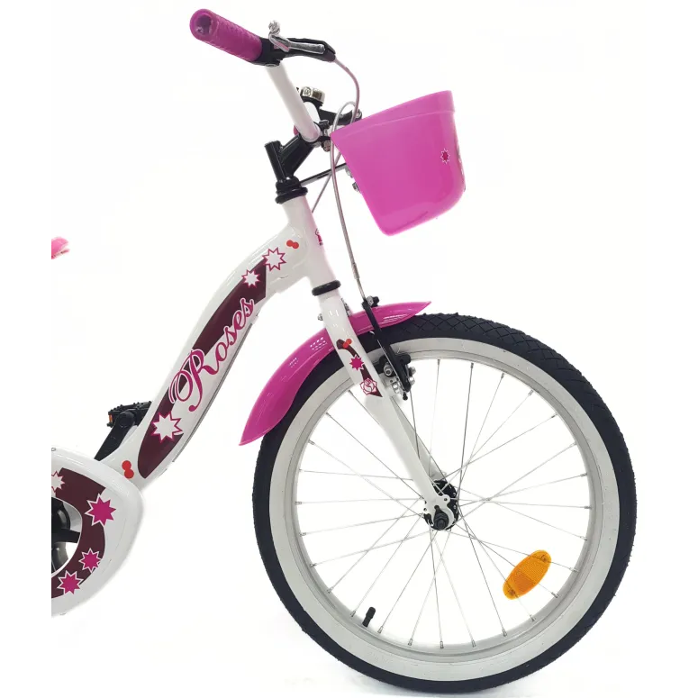 Rower Dziecięcy 20 Dziewczęcy Dzwonek Błotniki Bagażnik Koszyk Stopka Stal