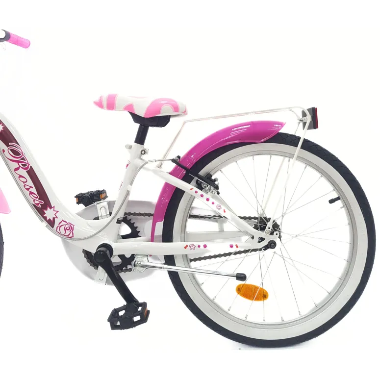 Rower Dziecięcy 20 Dziewczęcy Dzwonek Błotniki Bagażnik Koszyk Stopka Stal