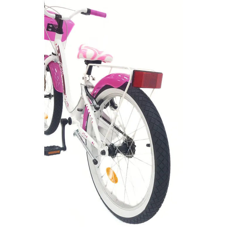 Rower Dziecięcy 20 Dziewczęcy Dzwonek Błotniki Bagażnik Koszyk Stopka Stal