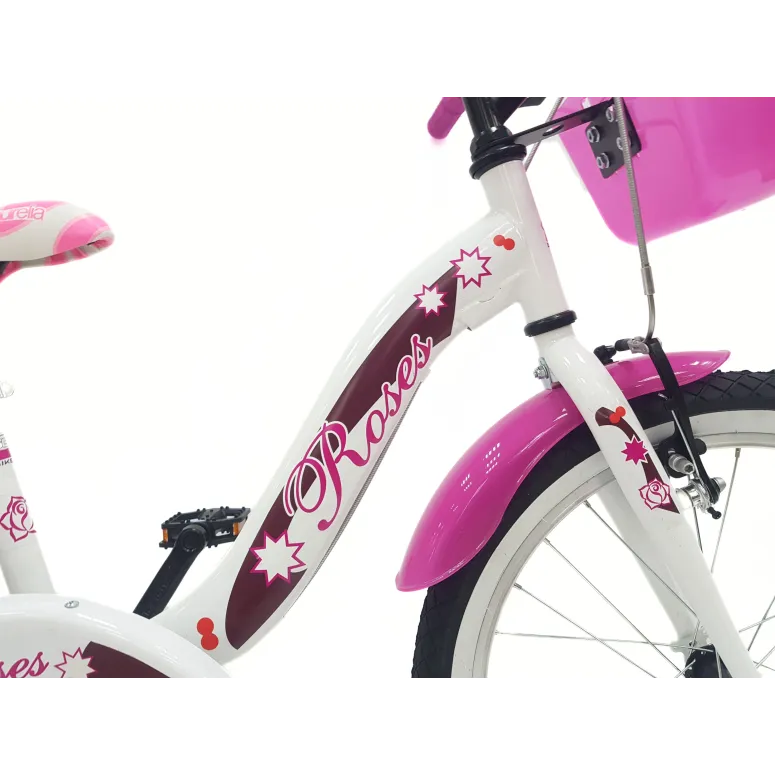 Rower Dziecięcy 20 Dziewczęcy Dzwonek Błotniki Bagażnik Koszyk Stopka Stal