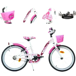 Rower Dziecięcy 20 Dziewczęcy Dzwonek Błotniki Bagażnik Koszyk Stopka Stal