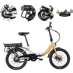 Elektryczny Rower Składany 20 Wspomaganie Błotniki Światła Bagażnik Dzwonek