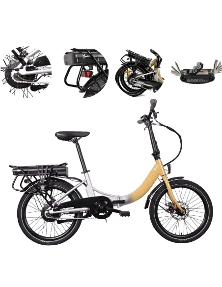 Elektryczny Rower Składany 20 Wspomaganie Błotniki Światła Bagażnik Dzwonek