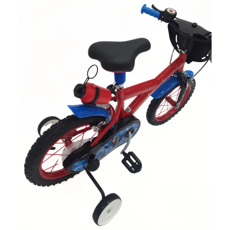 Dziecięcy Rower 14 Chłopięcy Spider Man Bidon Kółka Boczne Dzwonek Błotniki