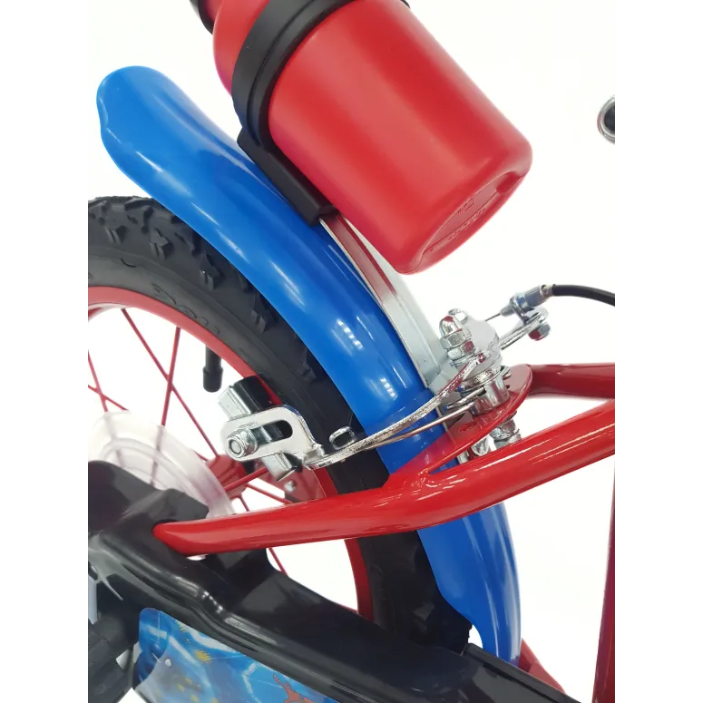 Dziecięcy Rower 14 Chłopięcy Spider Man Bidon Kółka Boczne Dzwonek Błotniki