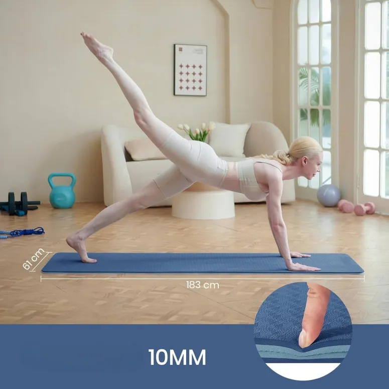 Mata Do Jogi Ćwiczeń FITNESS Good Nite Yoga Mat Błękitna Antypoślizgowa - 4