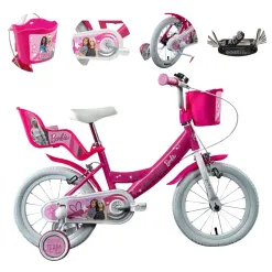 Rower Dziecięcy 14 Dziewczęcy Stalowy Bagażnik Koszyk Kółka Boczne Dzwonek