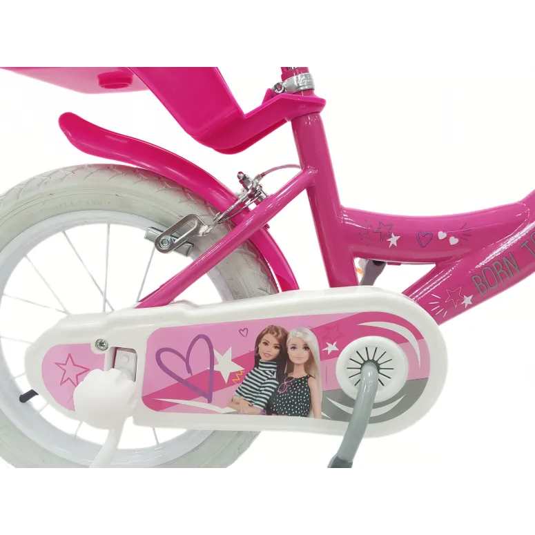 Rower Dziecięcy 14 Dziewczęcy Stalowy Bagażnik Koszyk Kółka Boczne Dzwonek