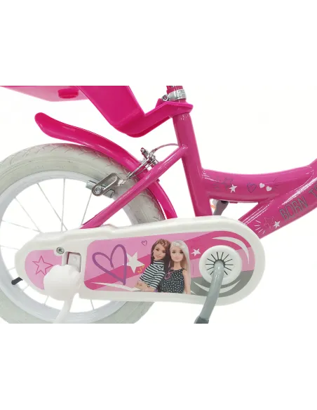 Rower Dziecięcy 14 Dziewczęcy Stalowy Bagażnik Koszyk Kółka Boczne Dzwonek