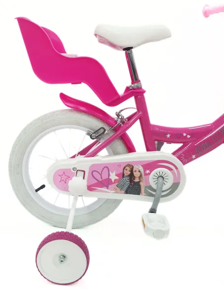 Rower Dziecięcy 14 Dziewczęcy Stalowy Bagażnik Koszyk Kółka Boczne Dzwonek