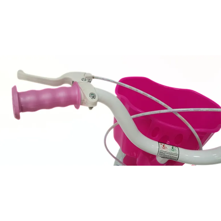 Rower Dziecięcy 14 Dziewczęcy Stalowy Bagażnik Koszyk Kółka Boczne Dzwonek