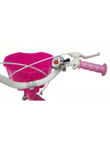 Rower Dziecięcy 14 Dziewczęcy Stalowy Bagażnik Koszyk Kółka Boczne Dzwonek