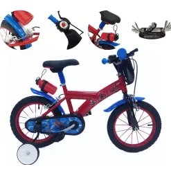 Dziecięcy Rower 14 Chłopięcy Spider Man Bidon Tarcza Dzwonek Kółka Boczne