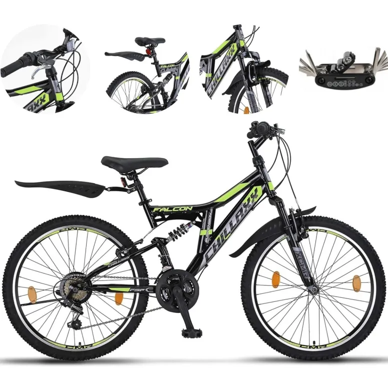 Rower Górski Dziecięcy 24 Stal MTB Młodzieżowy Amortyzacja Dzwonek Błotniki