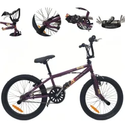 Rower BMX 20 Stalowy Młodzieżowy Kierownica Rotor 360° V-brake Pegi Osłona