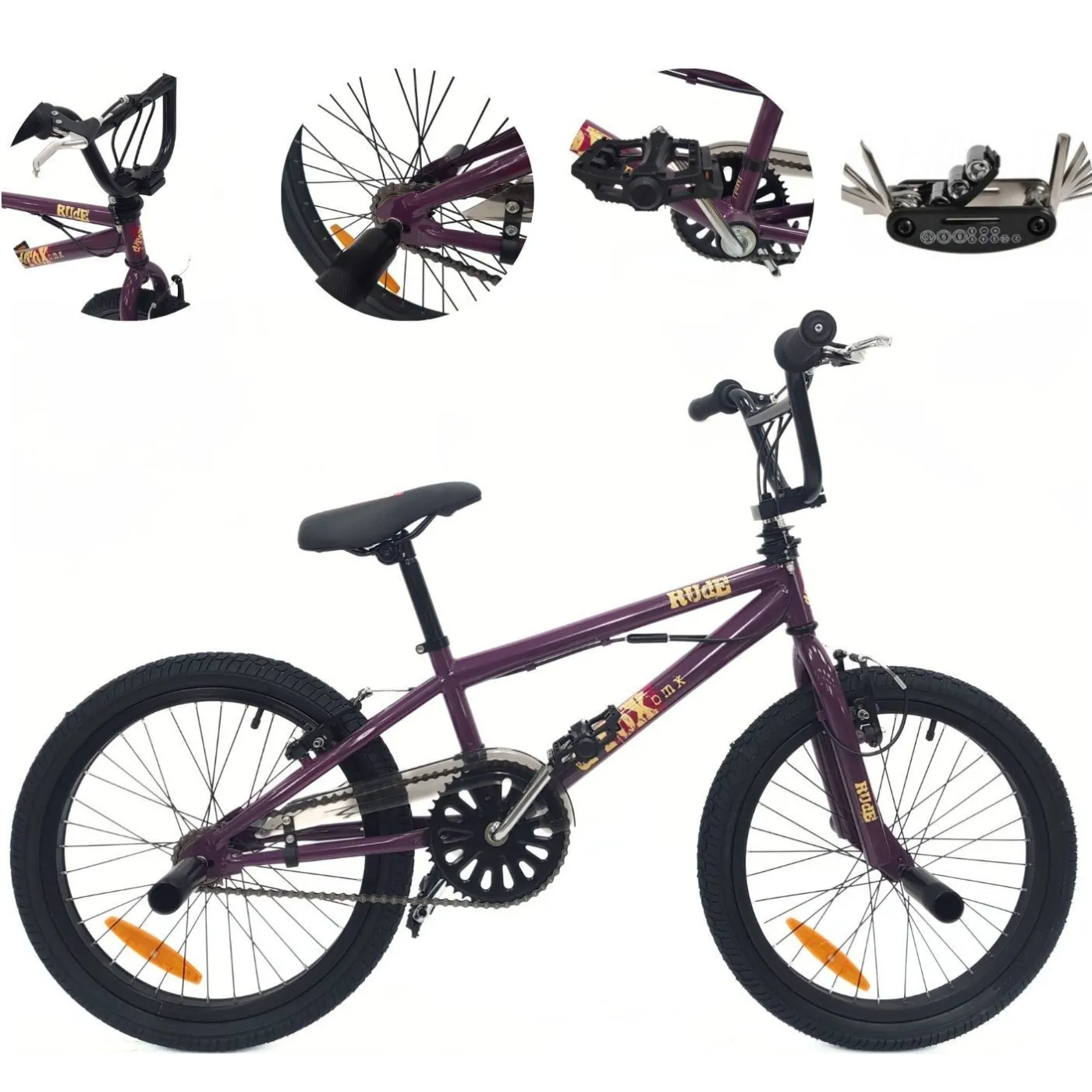 Rower BMX 20 Stalowy Młodzieżowy Kierownica Rotor 360° V-brake Pegi Osłona