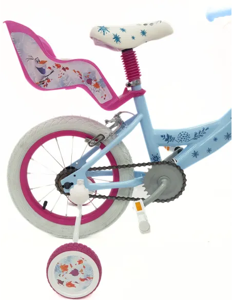 Rower Dziecięcy 14 Kraina Lodu Bagażnik Na Lalki Dzwonek Kółka Boczne Stal