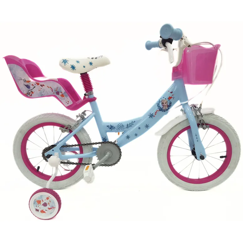 Rower Dziecięcy 14 Kraina Lodu Bagażnik Na Lalki Dzwonek Kółka Boczne Stal