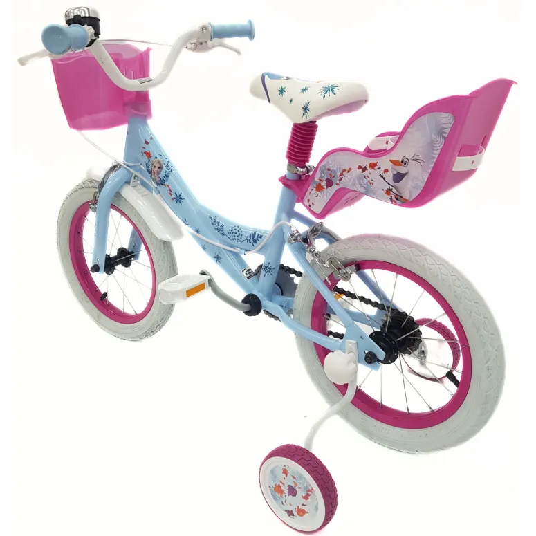 Rower Dziecięcy 14 Kraina Lodu Bagażnik Na Lalki Dzwonek Kółka Boczne Stal