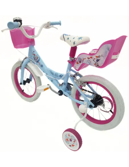Rower Dziecięcy 14 Kraina Lodu Bagażnik Na Lalki Dzwonek Kółka Boczne Stal