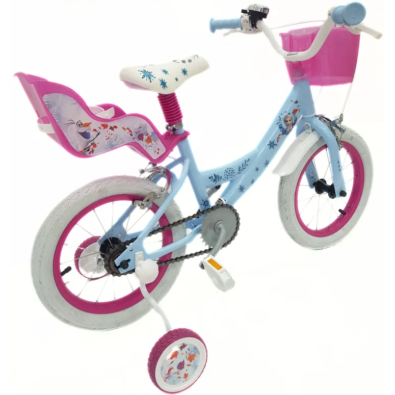 Rower Dziecięcy 14 Kraina Lodu Bagażnik Na Lalki Dzwonek Kółka Boczne Stal