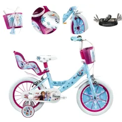 Rower Dziecięcy 14 Kraina Lodu Bagażnik Na Lalki Dzwonek Kółka Boczne Stal