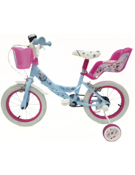 Rower Dziecięcy 14 Kraina Lodu Bagażnik Na Lalki Dzwonek Kółka Boczne Stal - 13