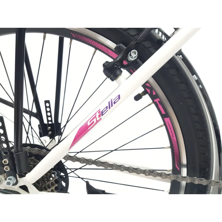 Rower Miejski Dziewczęcy 24 Dziecięcy Revo 21 bieg Stopka Bagażnik Dzwonek