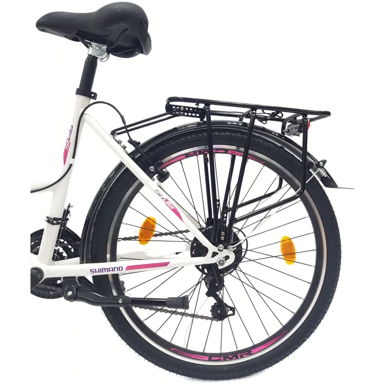 Rower Miejski Dziewczęcy 24 Dziecięcy Revo 21 bieg Stopka Bagażnik Dzwonek