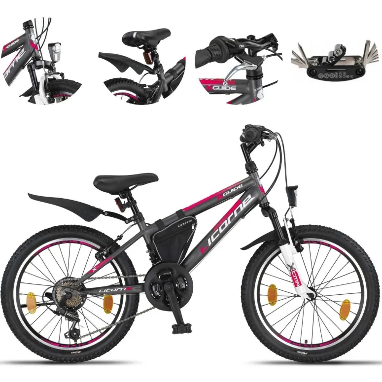 Rower Górski Dziecięcy 20 Dziewczęcy Dzwonek Sakwa Oświetlenie Odblaski