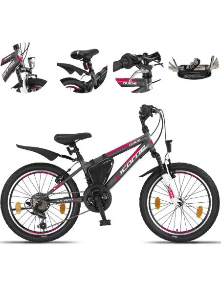 Rower Górski Dziecięcy 20 Dziewczęcy Dzwonek Sakwa Oświetlenie Odblaski