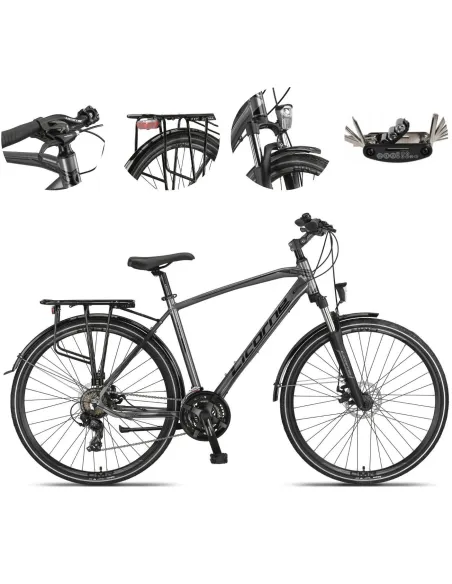 Rower Męski Trekkingowy 28 Alu Bagażnik Dzwonek Oświetlenie Stopka Cyngle