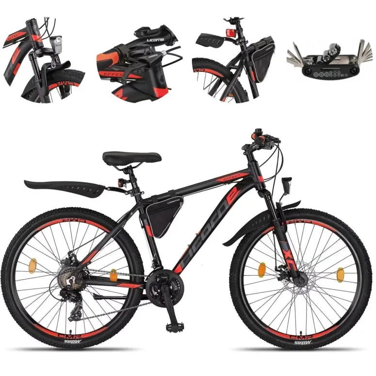 Rower Górski 26 Młodzieżowy Alu MTB Hardtail Światła Dzwonek Stopka Sakwa