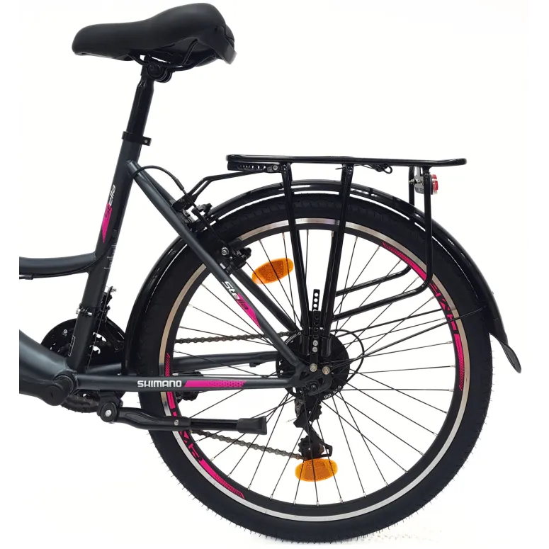 Rower Miejski Dziewczęcy 24 Uniwersalny Revo Oświetlenie Bagażnik Odblaski