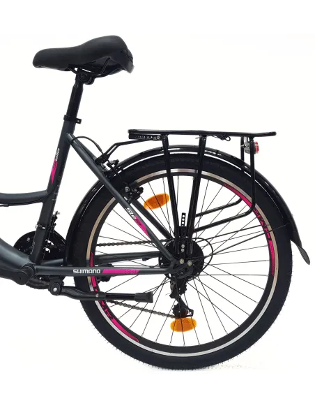 Rower Miejski Dziewczęcy 24 Uniwersalny Revo Oświetlenie Bagażnik Odblaski