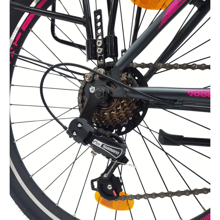 Rower Miejski Dziewczęcy 24 Uniwersalny Revo Oświetlenie Bagażnik Odblaski