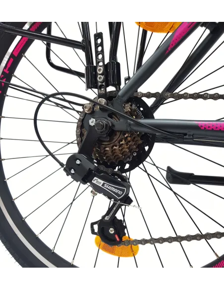 Rower Miejski Dziewczęcy 24 Uniwersalny Revo Oświetlenie Bagażnik Odblaski