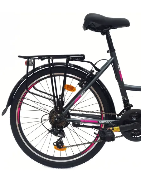 Rower Miejski Dziewczęcy 24 Uniwersalny Revo Oświetlenie Bagażnik Odblaski