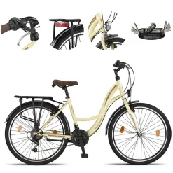 Rower Miejski Dziewczęcy 26 Revo Światła Stopka Błotniki Dzwonek Bagażnik